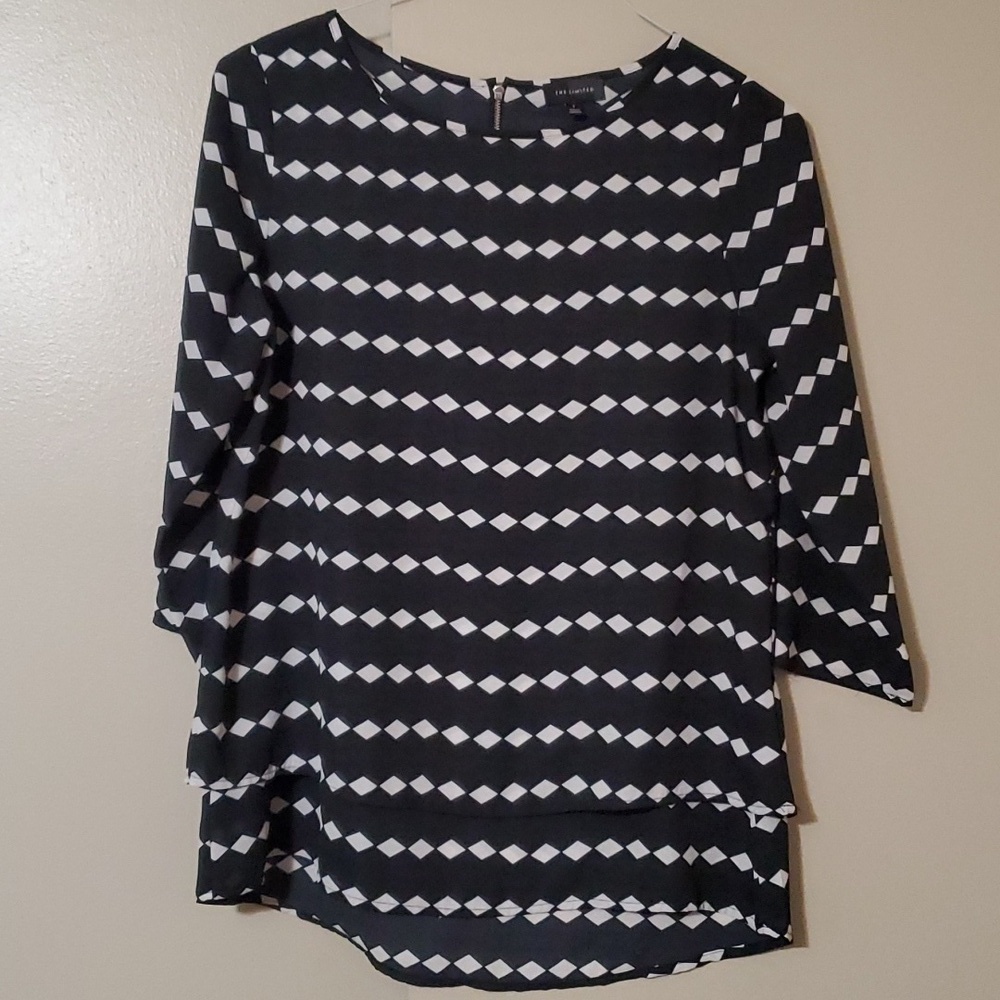 The Limited Tiered Black and White Blouse Size Small